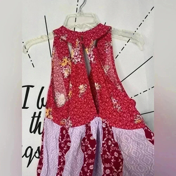 NWOT Free People - Dream Darlin Printed Women's Tank Top in Raspberry - Picture 6 of 6